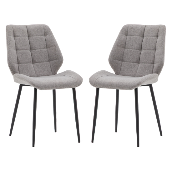 Read more about Minford light grey fabric dining chairs in pair