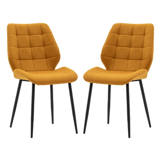 Read more about Minford saffron fabric dining chairs in pair
