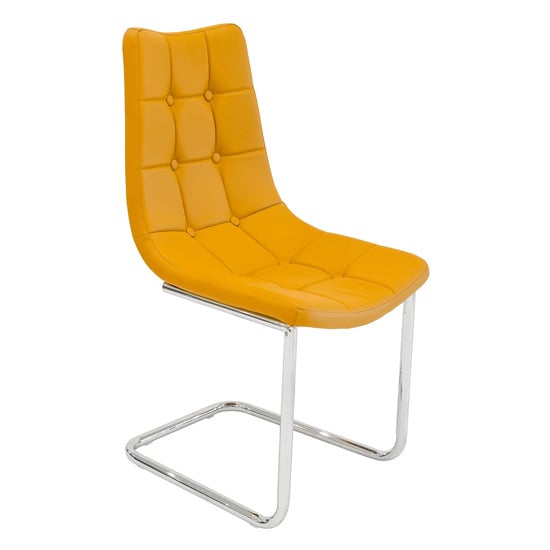 Product photograph of Mintaka Faux Leather Dining Chair In Mustard Yellow from Furniture in Fashion