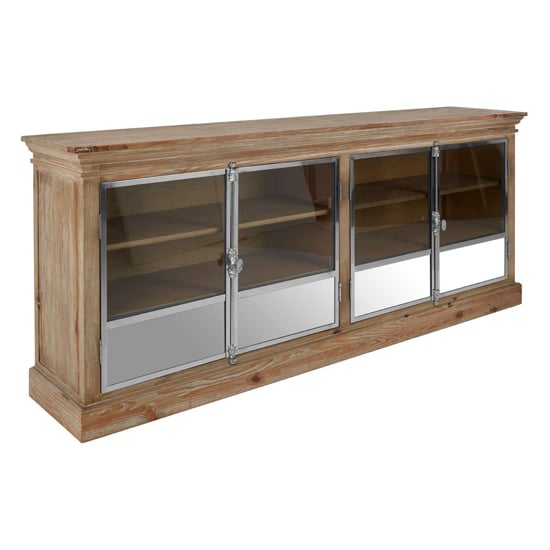 View Mintaka wooden tv stand with 4 glass doors in natural