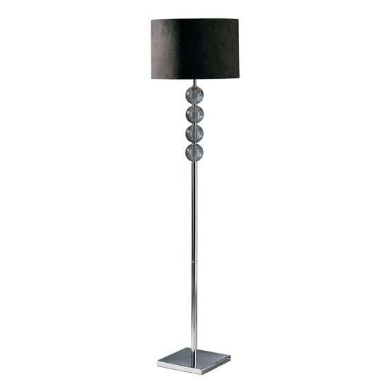 Product photograph of Miscona Black Fabric Shade Floor Lamp With Chrome Base from Furniture in Fashion