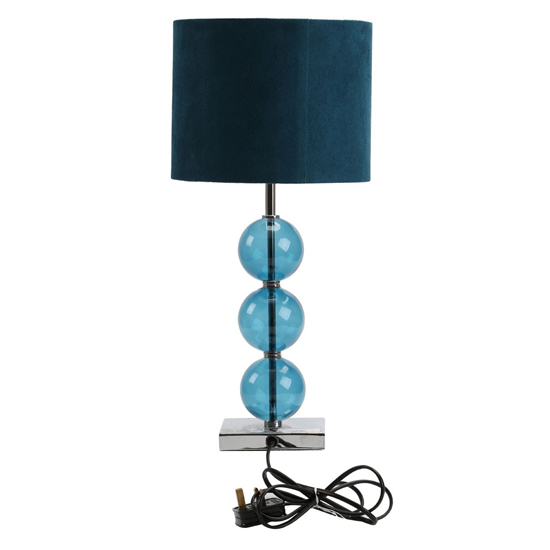 Miscona Teal Fabric Shade Table Lamp With Chrome Base | Furniture in ...