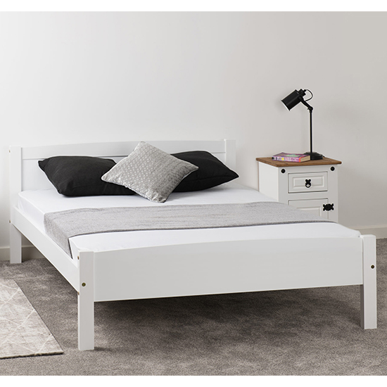 Read more about Misosa wooden double bed in white