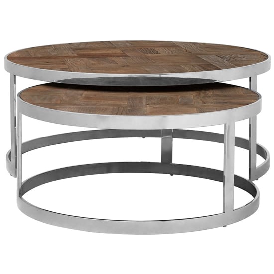 Read more about Mitrex wooden nest of 2 tables with steel frame in natural