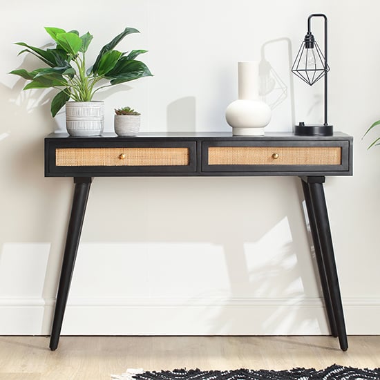 Read more about Mixco wooden console table with 2 drawers in black