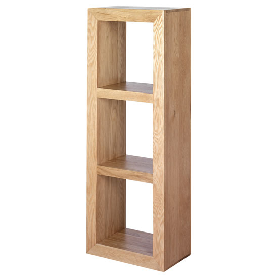 Modals Wooden Display Stand In Light Solid Oak With 2 Shelves