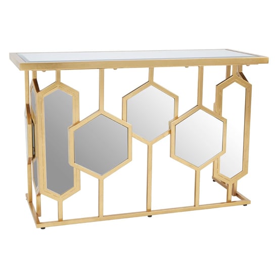 View Moldovan mirrored glass top console table with gold frame