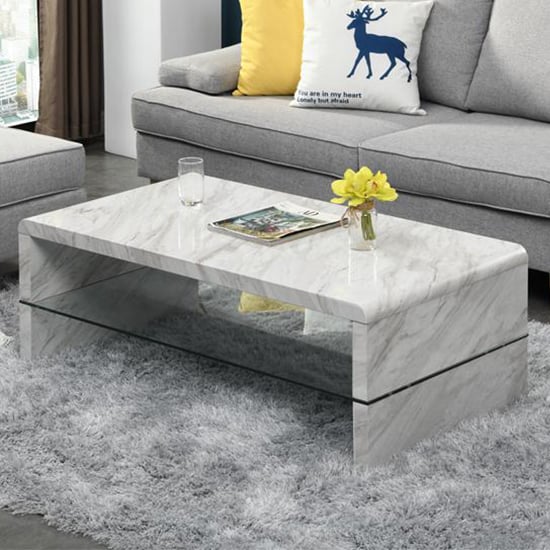 Product photograph of Momo High Gloss Coffee Table In Magnesia Marble Effect from Furniture in Fashion