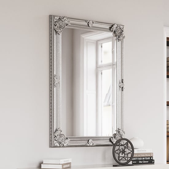 Product photograph of Moncton Large Rectangular Bedroom Mirror In Silver Frame from Furniture in Fashion
