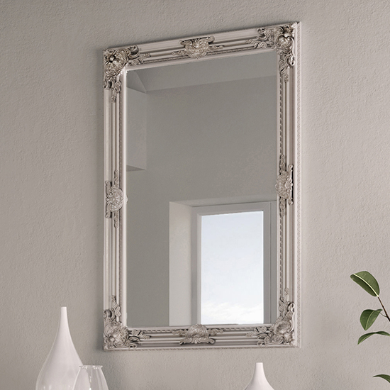 Product photograph of Moncton Rectangular Bedroom Mirror In Silver Frame from Furniture in Fashion