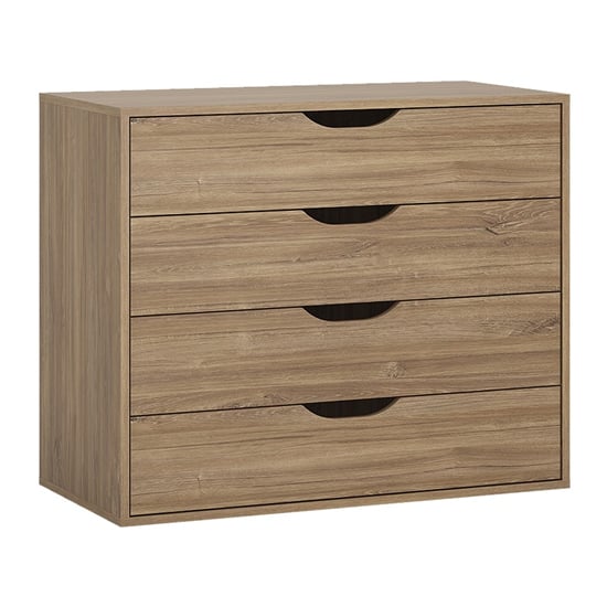 Photo of Moneti chest of 4 drawers in stirling oak and matt black