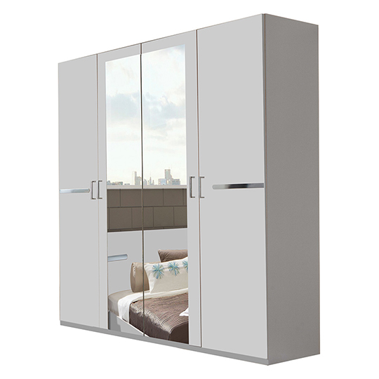 Read more about Monoceros wooden wardrobe in white with 2 mirrors