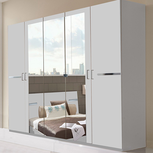 Read more about Monoceros wooden wardrobe in white with 3 mirrors