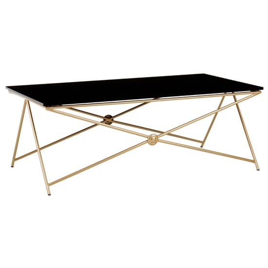 Product photograph of Monora Black Glass Coffee Table With Gold Metal Legs from Furniture in Fashion