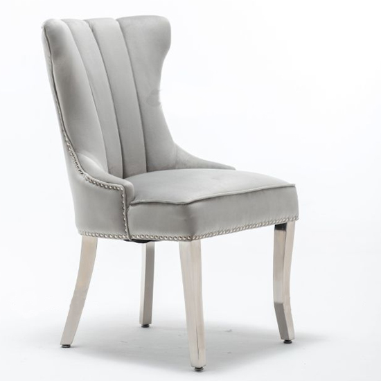 Velvet Dining Chairs With Knocker : Velvet Dining Chair Grey Fabric