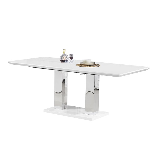 Product photograph of Monton Large Extending High Gloss Dining Table In White from Furniture in Fashion