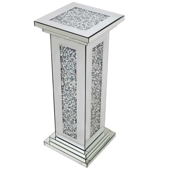 Product photograph of Montrez Mirrored Tall Pillar Side Table from Furniture in Fashion