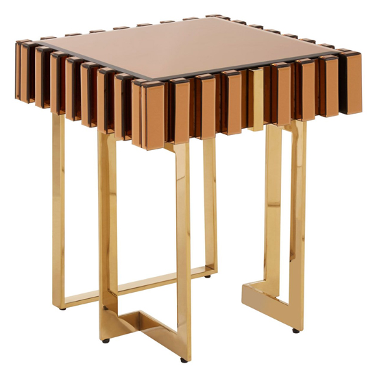 View Montuno mirrored side table with gold stainless steel frame