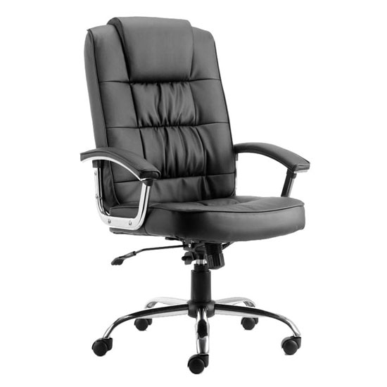 Product photograph of Moore Leather Deluxe Executive Office Chair In Black With Arms from Furniture in Fashion