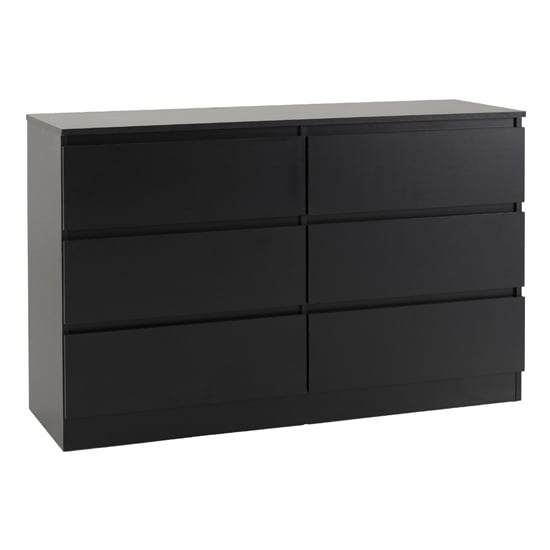 Read more about Mcgowan wooden chest of drawers in black with 6 drawers