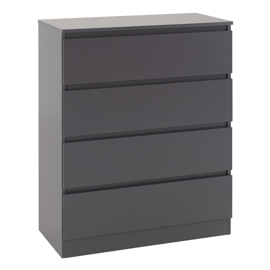 Read more about Mcgowan wooden chest of drawers in grey with 4 drawers