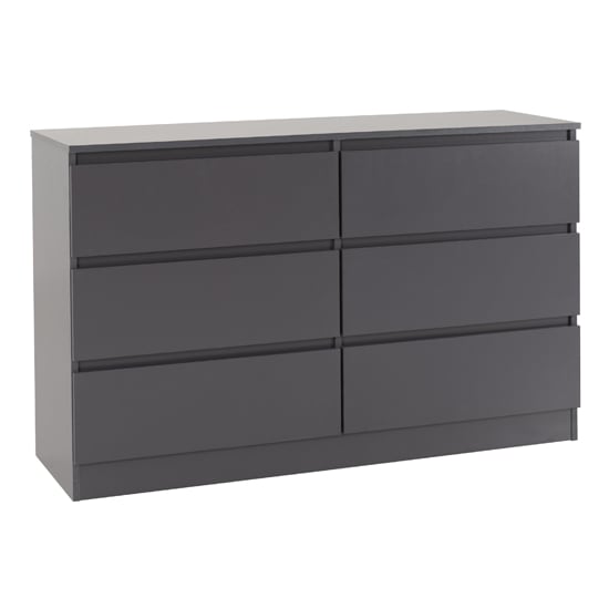 Read more about Mcgowan wooden chest of drawers in grey with 6 drawers
