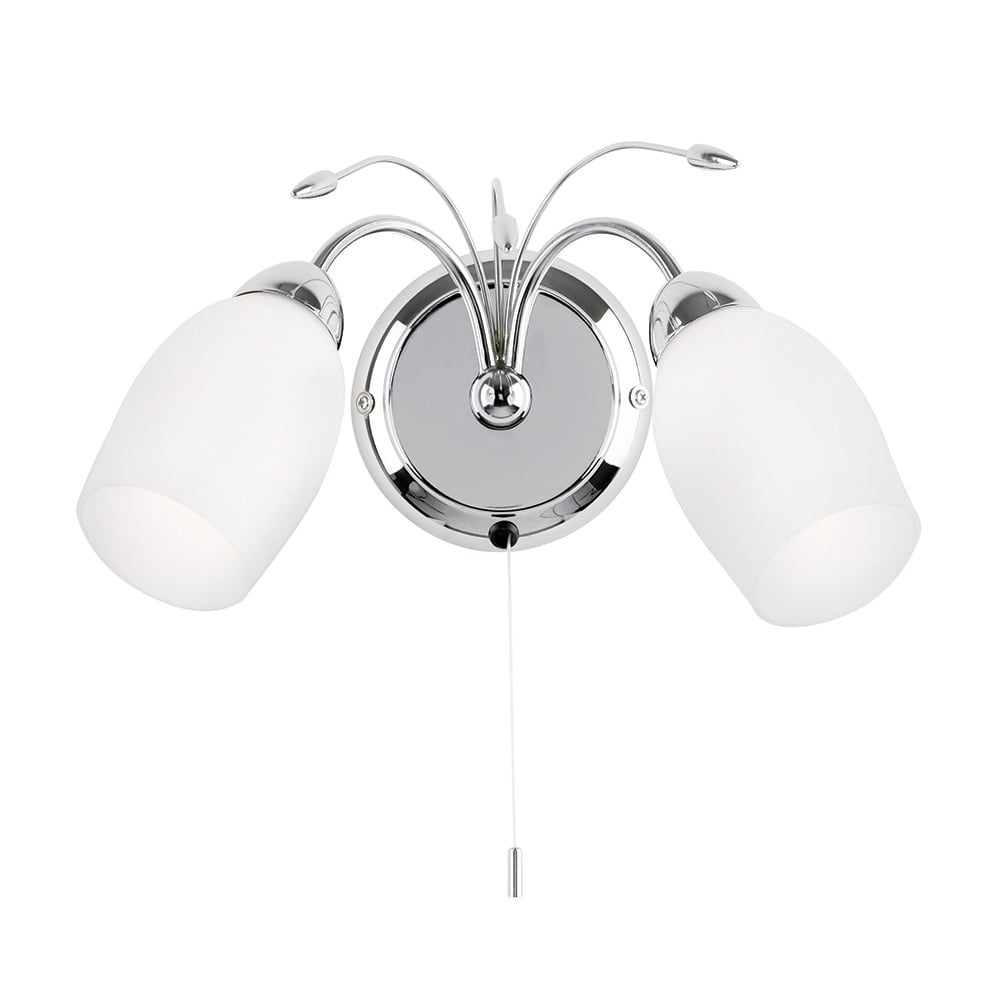 Read more about Morristown 2 light glass twin wall light in chrome and white