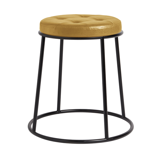 Photo of Mortan industrial gold faux leather low stool with black frame