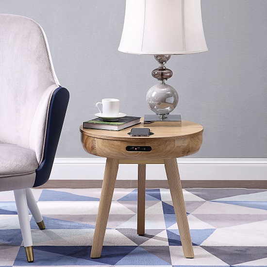 Read more about Morvik wooden smart lamp table round in ash