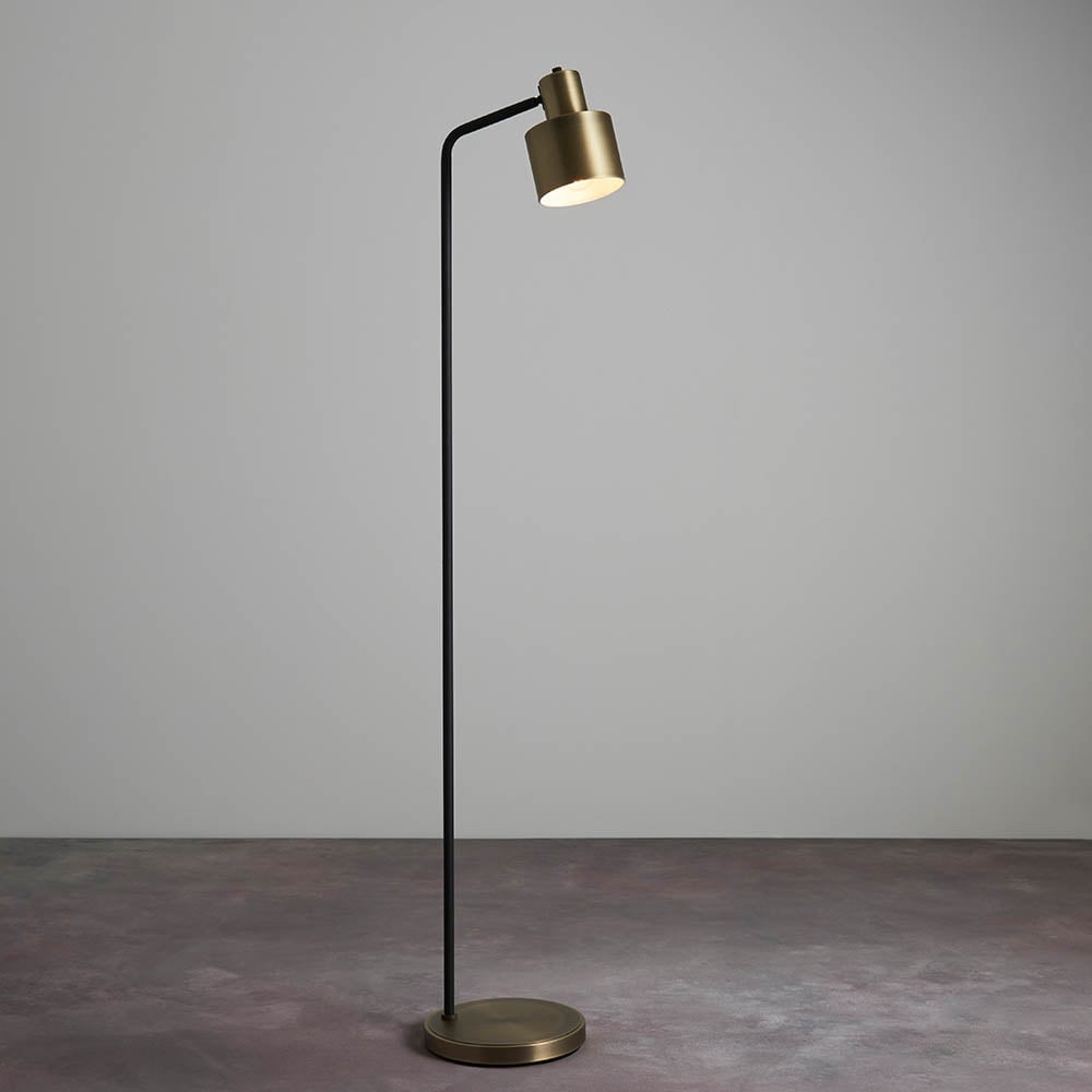 Read more about Mosinee metal floor lamp in matt antique brass and matt black