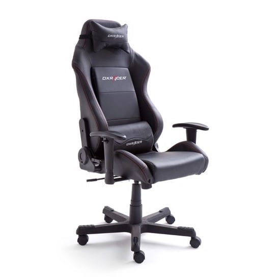Photo of Motocross faux leather gaming chair with castors in black