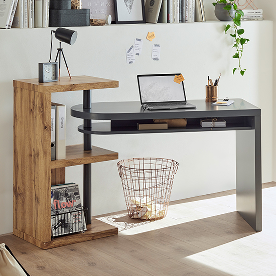 Read more about Moura wooden swilleing computer desk in grey