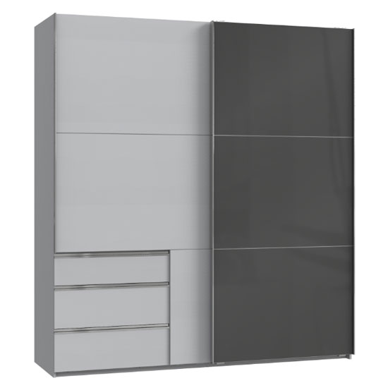 Read more about Moyd mirrored sliding wardrobe in grey and light grey