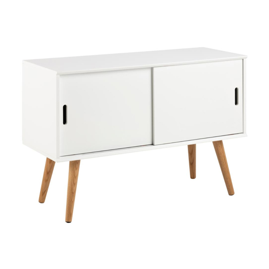 Product photograph of Mulvane Wooden 2 Sliding Doors Storage Cabinet In White from Furniture in Fashion