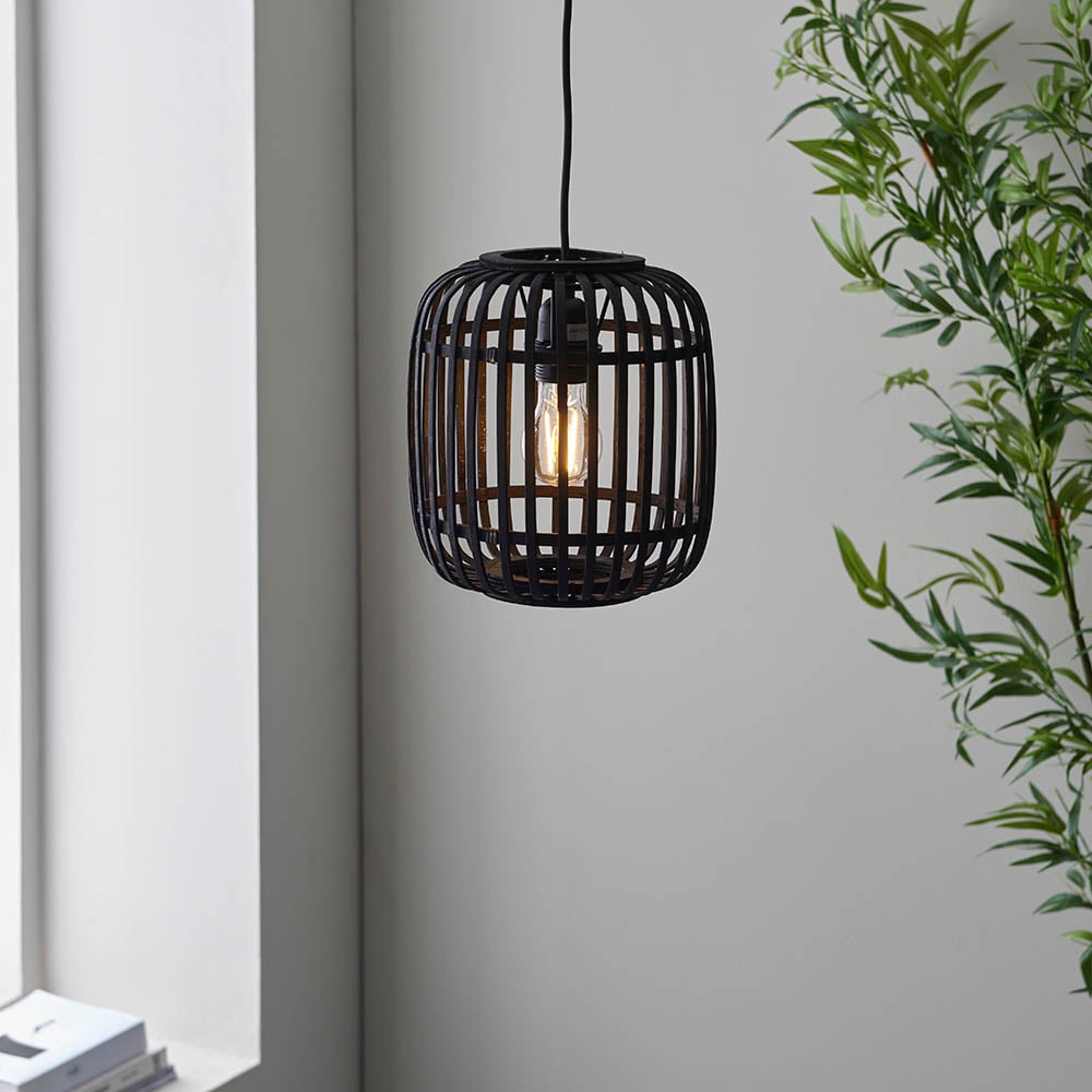 Read more about Murray dark bamboo wood pendant ceiling light in matt black