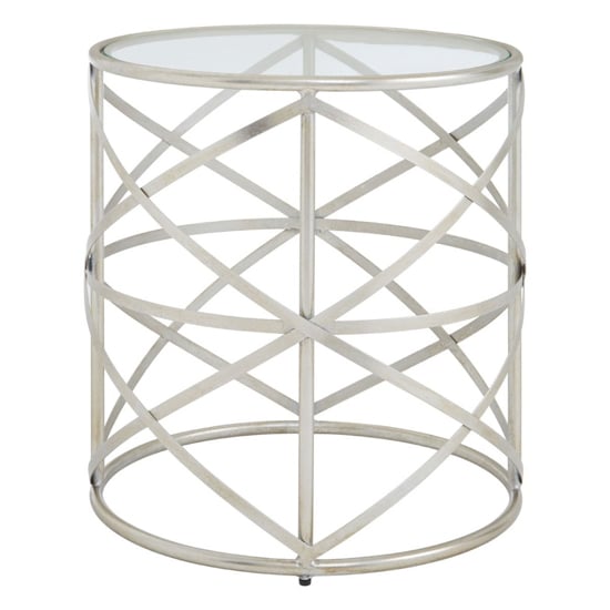 Product photograph of Muscida Clear Glass Top Side Table With Silver Metal Frame from Furniture in Fashion
