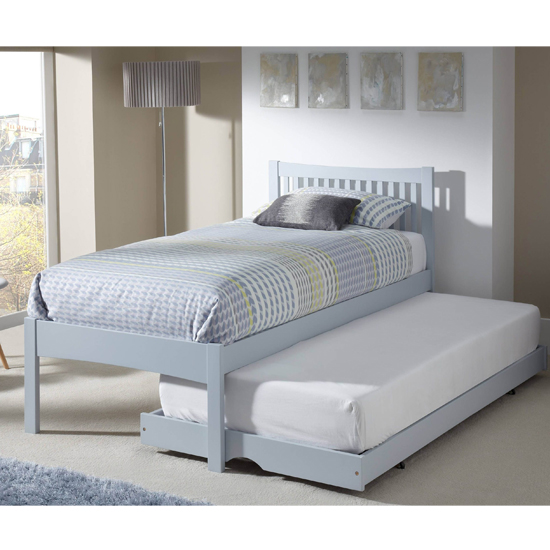 Photo of Mya hevea wooden single bed and guest bed in grey