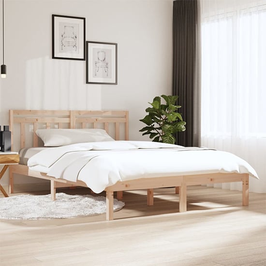 Naida Solid Pinewood Double Bed In Natural | Furniture in Fashion