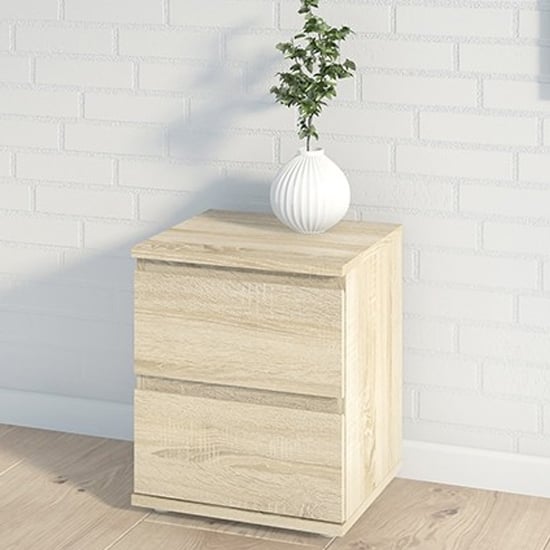Photo of Naira wooden bedside cabinet in oak with 2 drawers