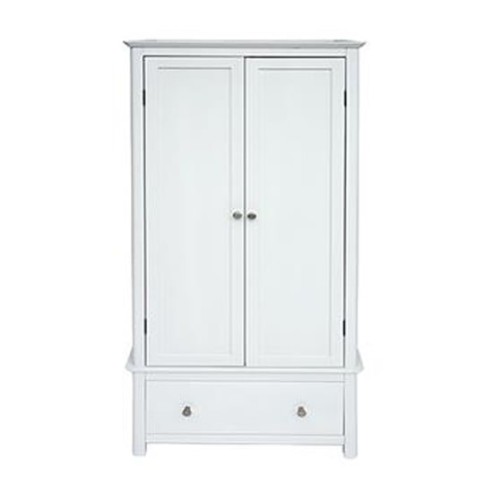 Read more about Newham glass top wardrobe in white with 2 doors and 1 drawer
