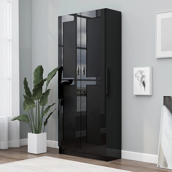 Read more about Nancia high gloss wardrobe with 2 doors in black