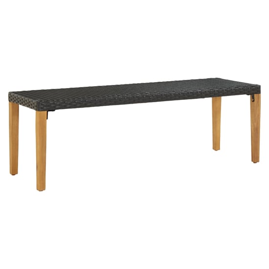 Read more about Naomi 80cm black poly rattan garden bench with wooden legs