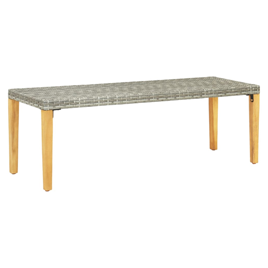 Read more about Naomi 80cm grey poly rattan garden bench with wooden legs