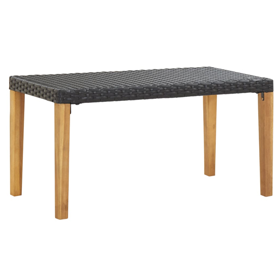 Read more about Naomi 120cm black poly rattan garden bench with wooden legs