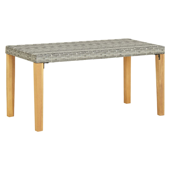 Read more about Naomi 120cm grey poly rattan garden bench with wooden legs