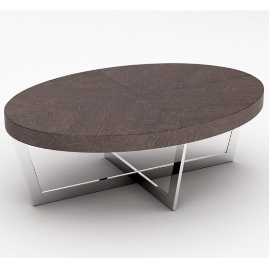 Read more about Napoli oval coffee table in acorn high gloss with steel base