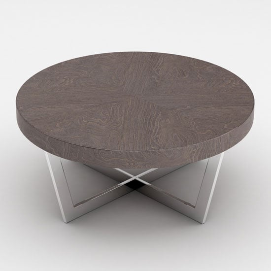 Photo of Napoli round coffee table in acorn high gloss with steel base