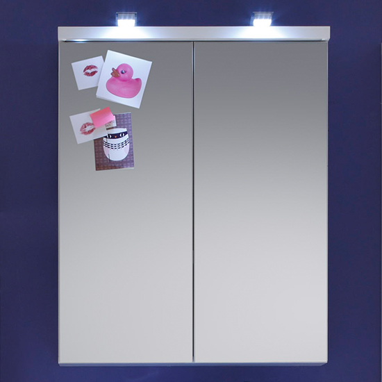 Product photograph of Narto Led Bathroom Mirrored Cabinet In White High Gloss from Furniture in Fashion