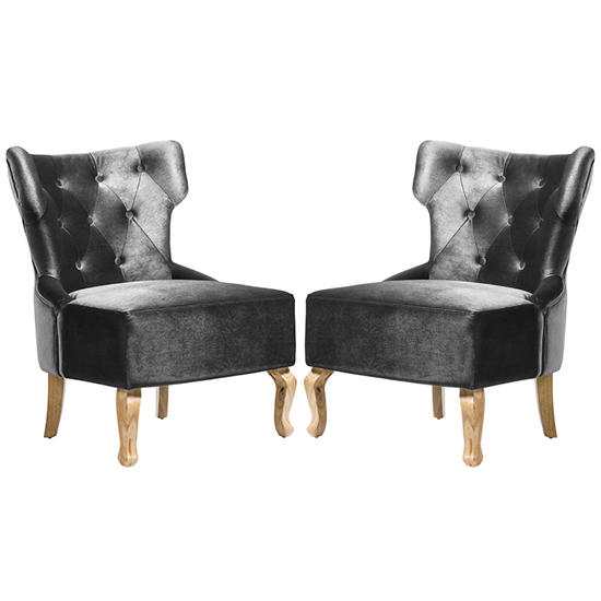 Product photograph of Narvel Grey Velvet Dining Chairs With Natural Legs In Pair from Furniture in Fashion