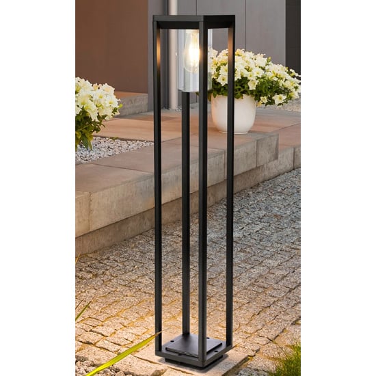 Photo of Nash outdoor garden tall post light in black with clear glass